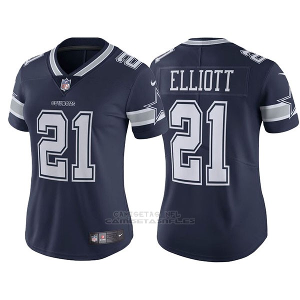 Camiseta NFL Limited Mujer Dallas Cowboys 21 Ezekiel Elliott Azul